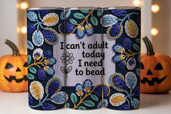 Beaded Embroidery Floral 20oz Tumbler