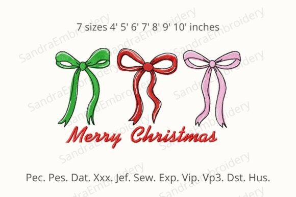 Coquette Christmas Bow Embroidery Design