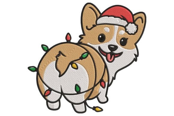 Cute Christmas Corgi Embroidery Design