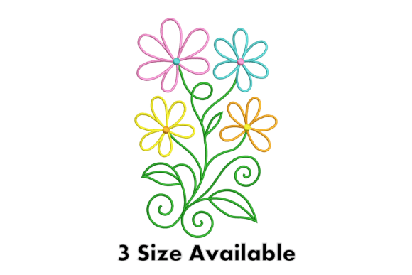Cute Floral Outline Embroidery File