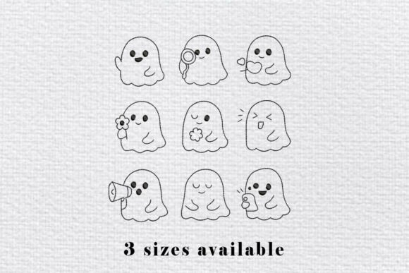 Cute Ghost Outline Embroidery Set