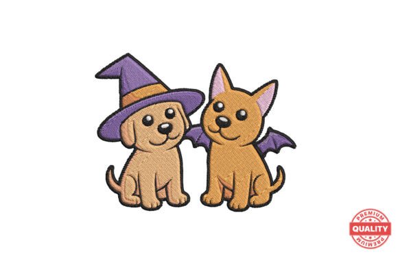 Cute Halloween Puppy Friends Embroidery
