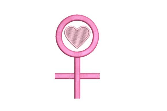 Female Symbol with Heart Embroidery Design