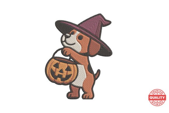 Halloween Puppy Witch Embroidery