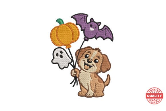 Halloween Puppy with Balloons Embroidery