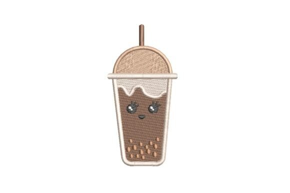 Kawaii Chocolate Milk Tea Embroidery Design