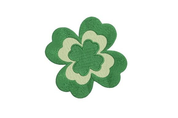 Layered Four-Leaf Clover Embroidery Design