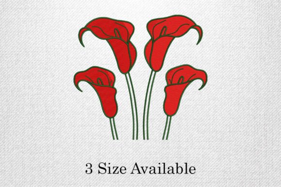 Red Calla Lily Embroidery Design File