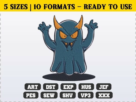 Spooky Ghost Horror Embroidery Design